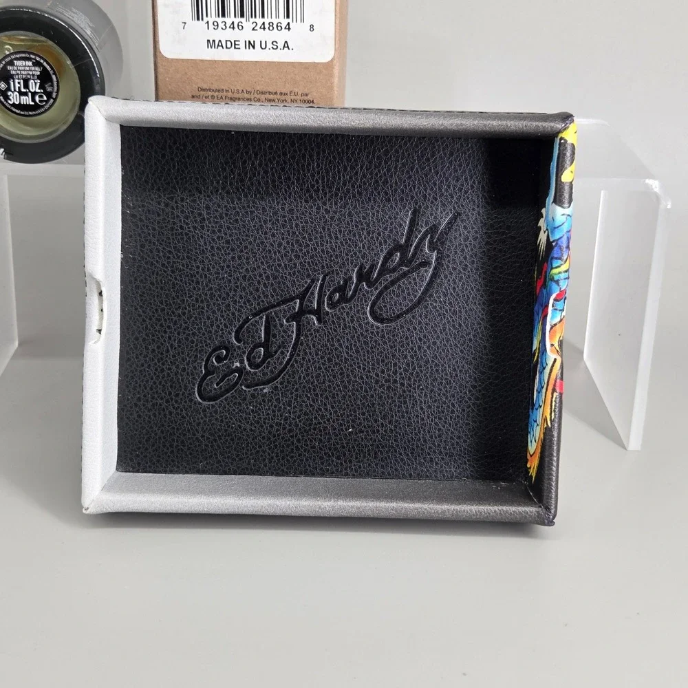 Ed Hardy Tiger Ink Fragrance Wallet Valet Tray Set Mens OS Dragon Tattoo Art Y2K